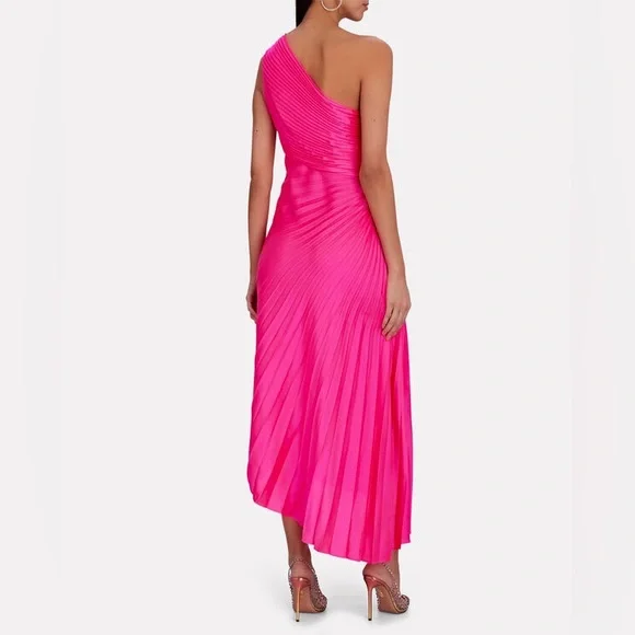A.L.C Pink One Shoulder Midi Dress (Size 0)